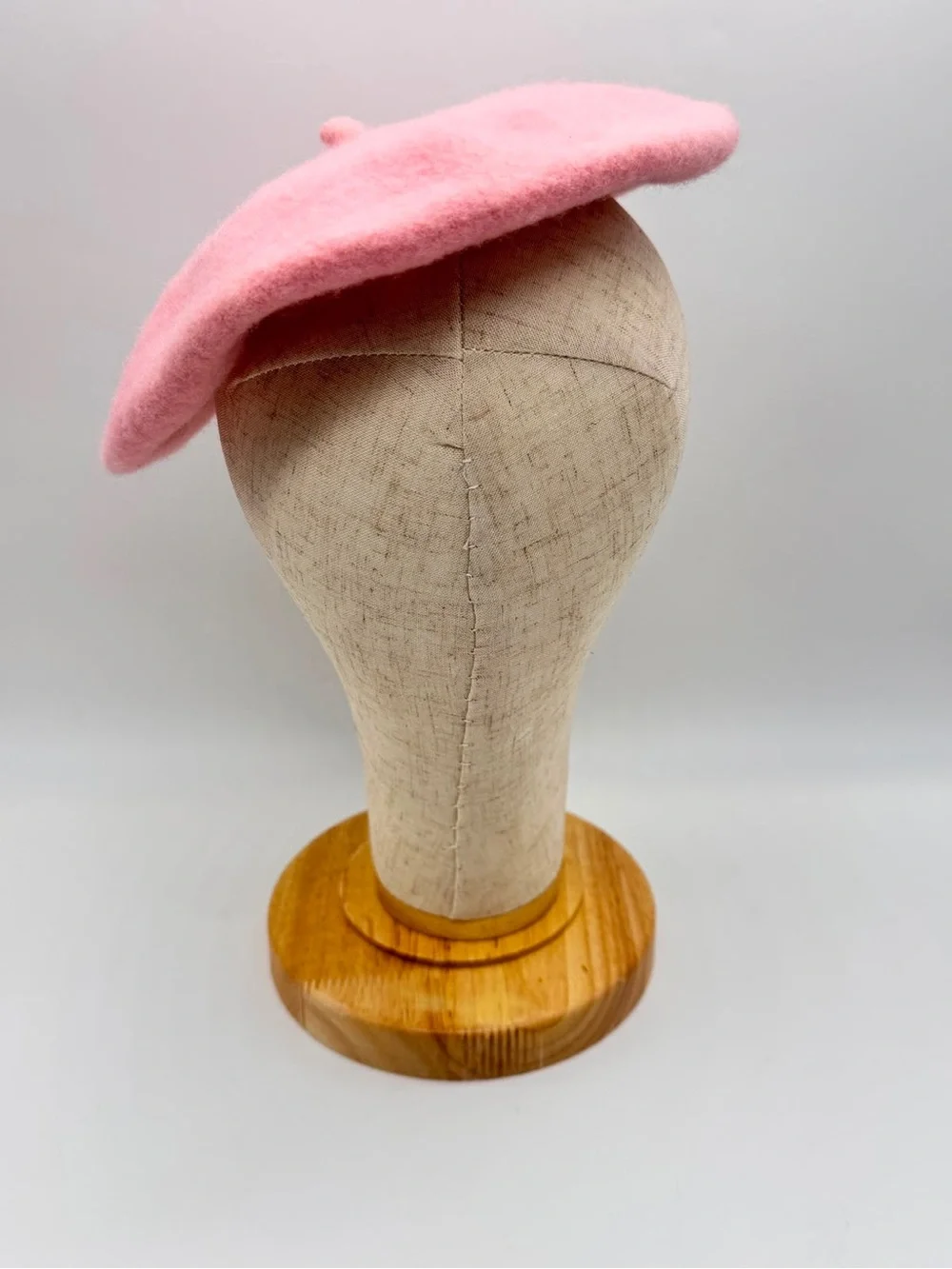 Girls Pink Beret Hat Polyester Wool-Look Floral White Flower Studded